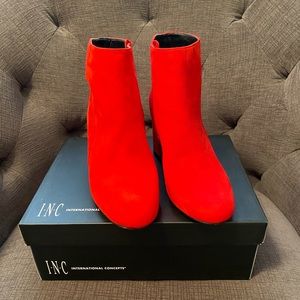 INC Floriannf Red Lava Booties NWT